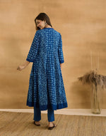 Indigo Cotton Dabu Long Kurta