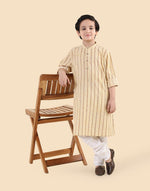 Yellow Cotton Hand Block Printed Long Kurta