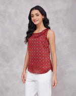 Red Rayon Blend Dabu Slim Fit Top