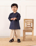 Navy Cotton Blend 2pc Dhoti Set