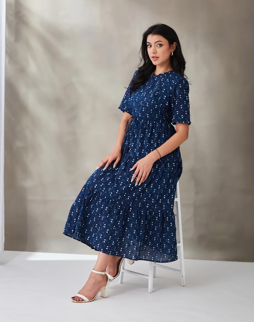 Indigo Cotton Dabu Maxi