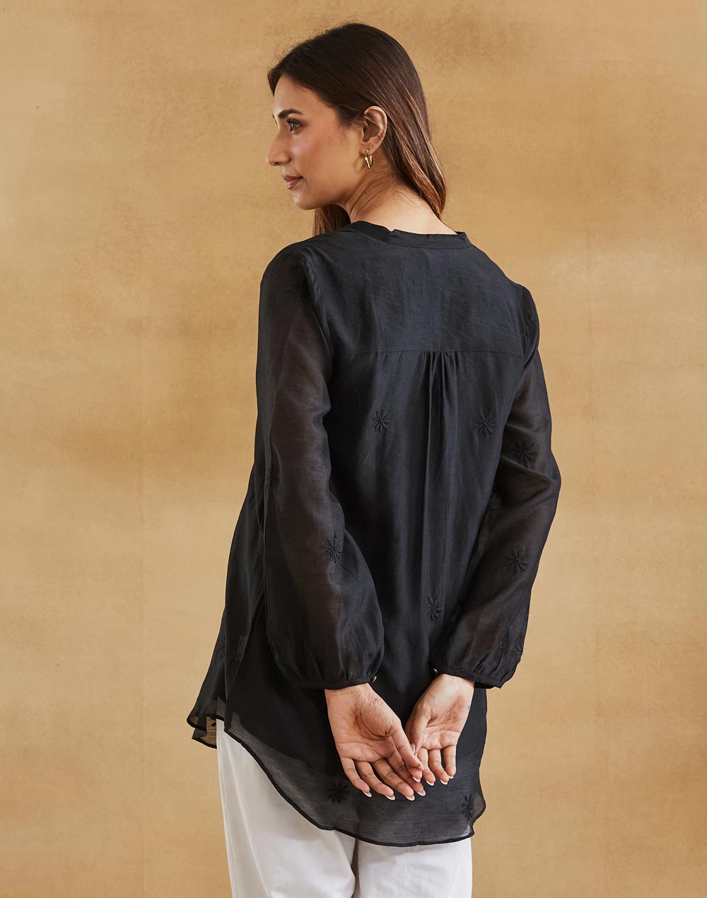 Black Cotton SILK Chikankari Clara Tunic & Slip
