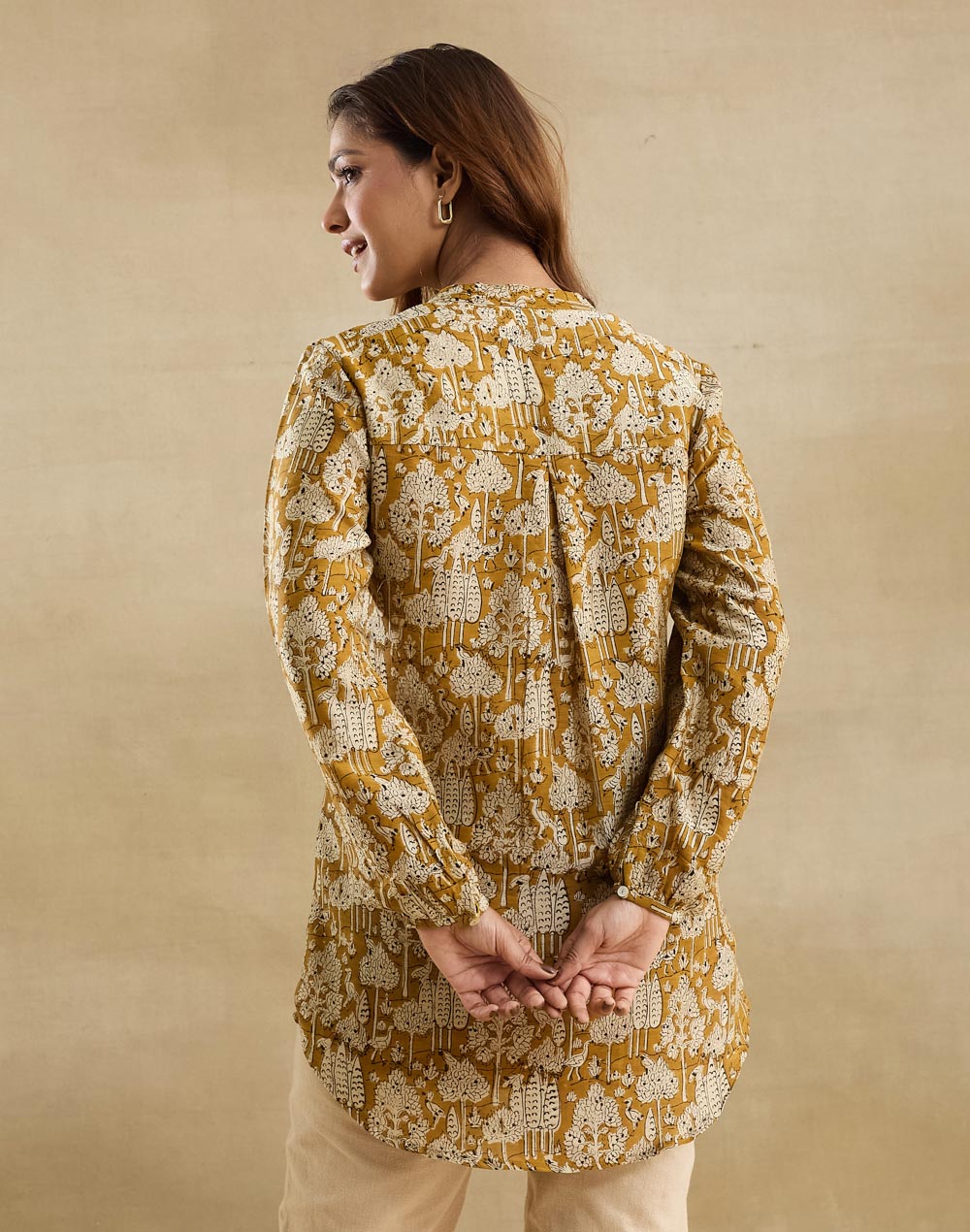 Mustard Cotton Silk Bagru Clara Tunic