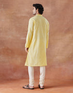 Yellow Cotton Chikankari Long Kurta