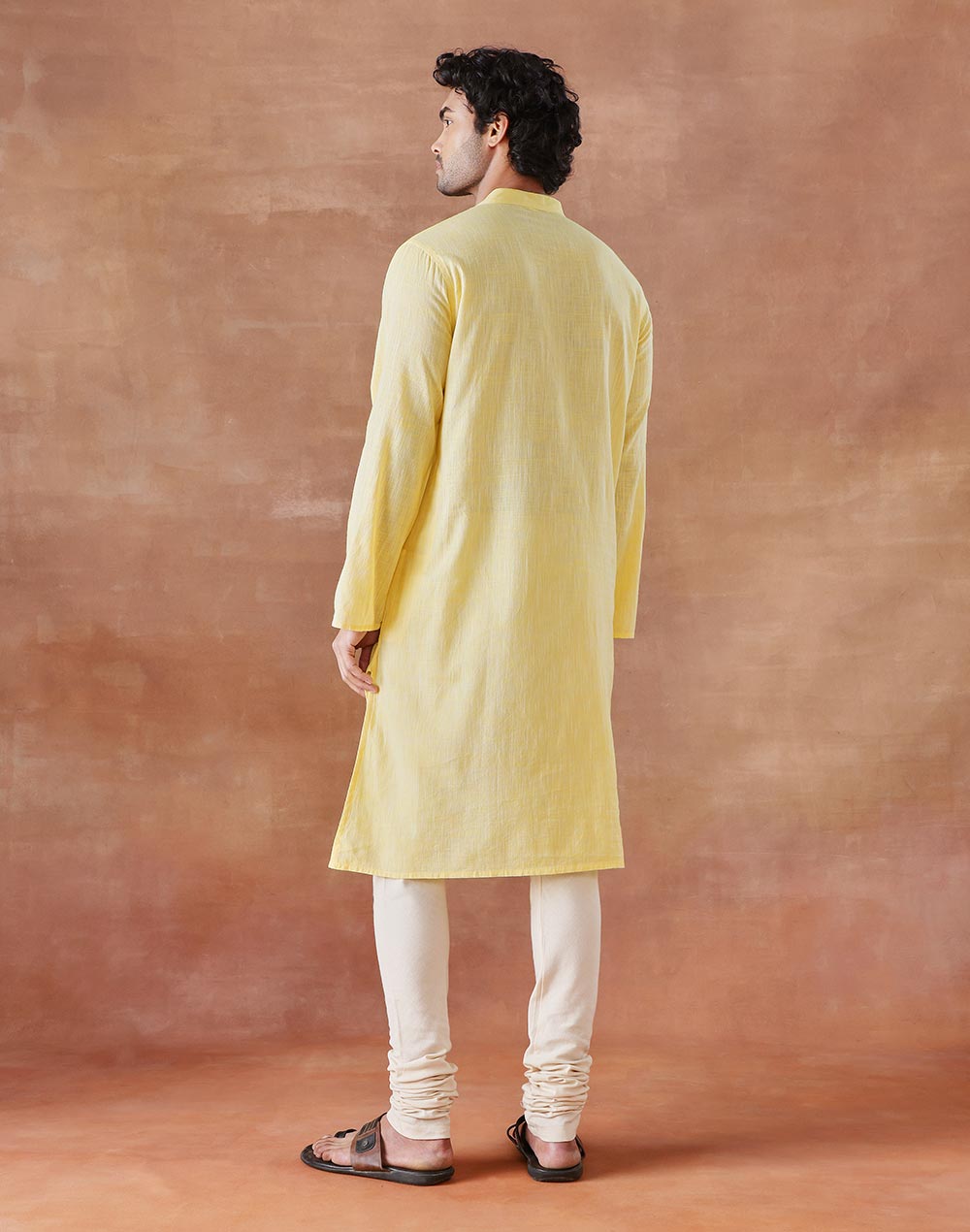 Yellow Cotton Chikankari Long Kurta
