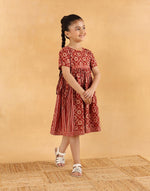 Red Cotton Kalamkari Printed Dress