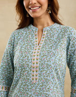 Blue Cotton Short Kurta