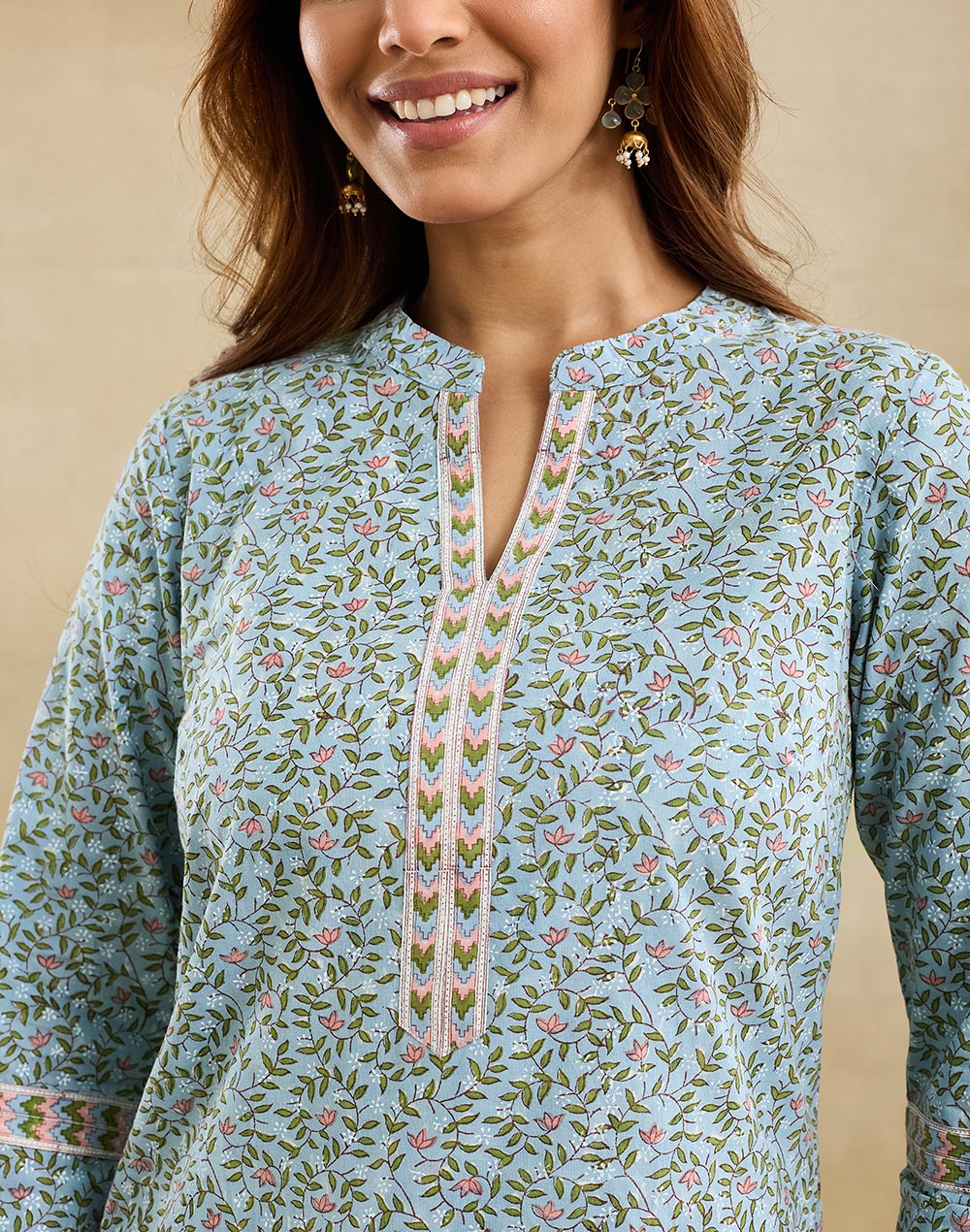 Blue Cotton Short Kurta