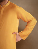 Yellow Viscose Silk Long Kurta