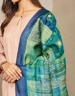 Green Silk Hand Block Print Dupatta