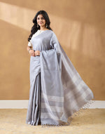 Grey Silk Blend Sari