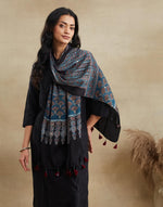 Indigo Viscose Blend Ajrakh Printed Stole