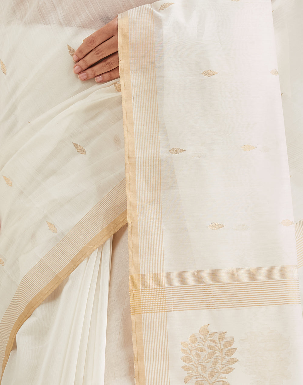 Natural Cotton Silk Blend Chanderi Sari