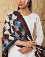 Black Ajrakh Print Stole styled for layering over kurtas