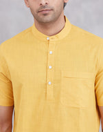 Mustard Cotton Mid Placket Shirt
