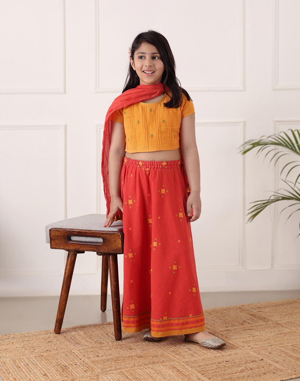 Pink Cotton Dobby 3pc Lehenga Set