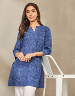 Indigo Cotton Dabu Short Kurta