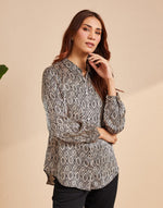 Black Rayon Blend Printed Allure Shirt