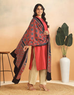 Red Viscose Blend Ajrakh Printed Dupatta