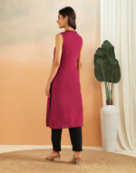 Maroon Cotton Pintuck Long Kurta