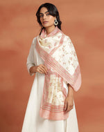 Pink Cotton Silk Hand Block Printed Stole