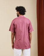 Pink Viscose Silk Printed Short Kurta