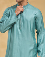 Teal Viscose Silk Long Kurta