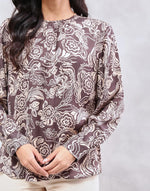 Black Rayon Blend Printed Top