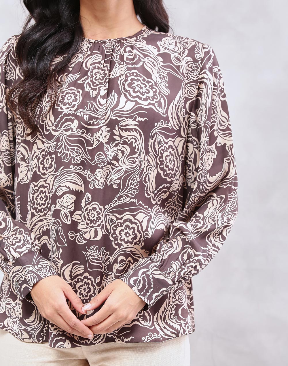 Black Rayon Blend Printed Top