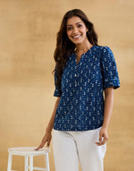 Indigo Cotton Dabu Top