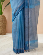 Blue Cotton Silk Blend Maheshwari Woven Wonders Sari