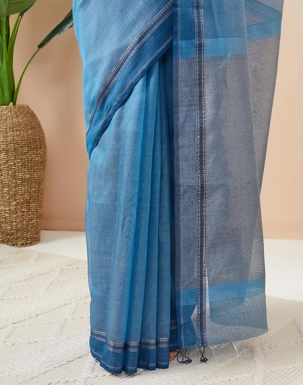 Blue Cotton Silk Blend Maheshwari Woven Wonders Sari