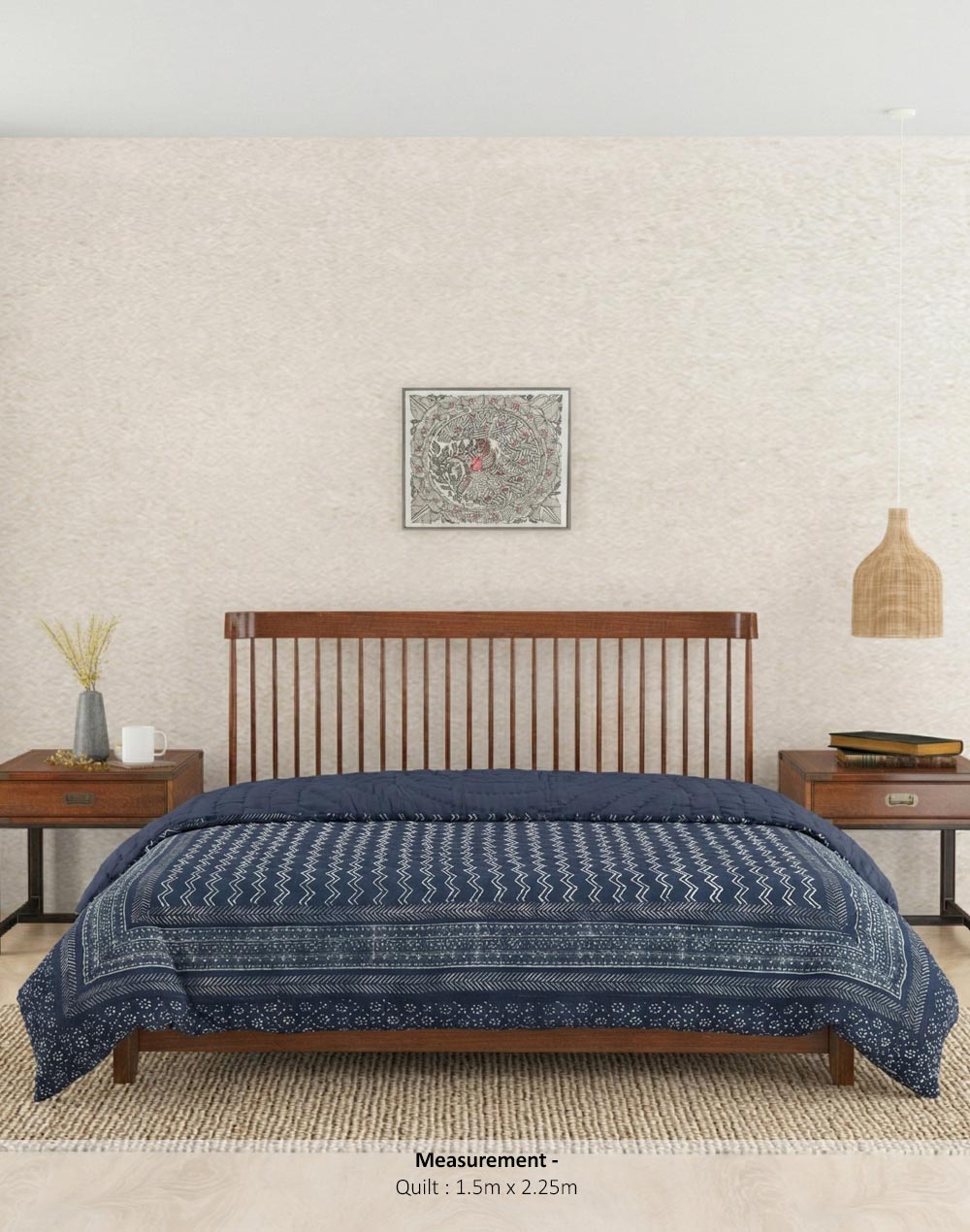 Indigo Nirali Printed Cotton Quilt