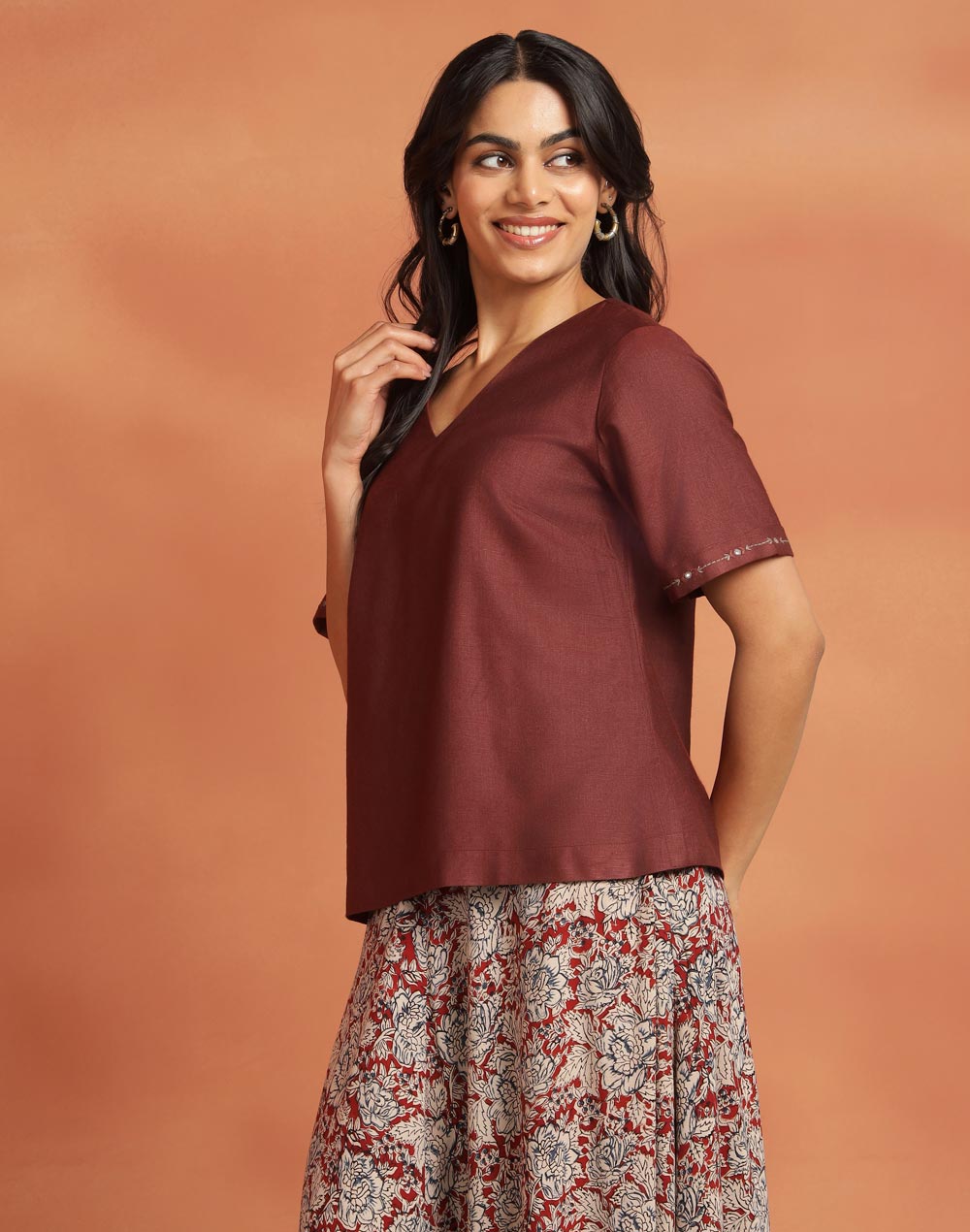 Orange Viscose Silk Top