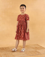 Red Cotton Kalamkari Printed Dress