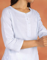 Light Blue Cotton Chikankari Long Kurta