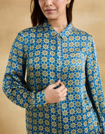 Blue Rayon Blend Ajrakh Allure Shirt