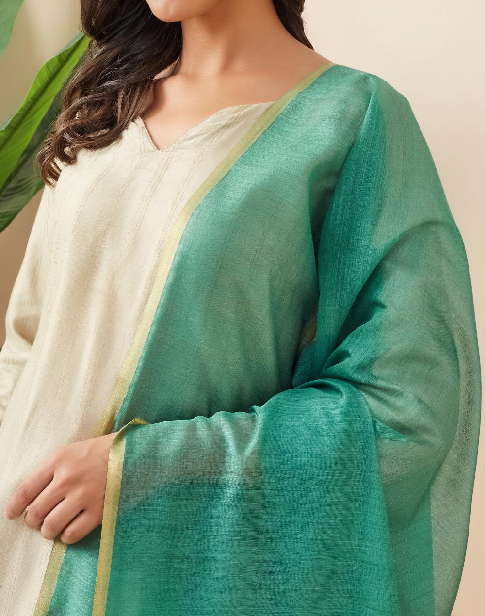 Green Silk Blend Dupatta