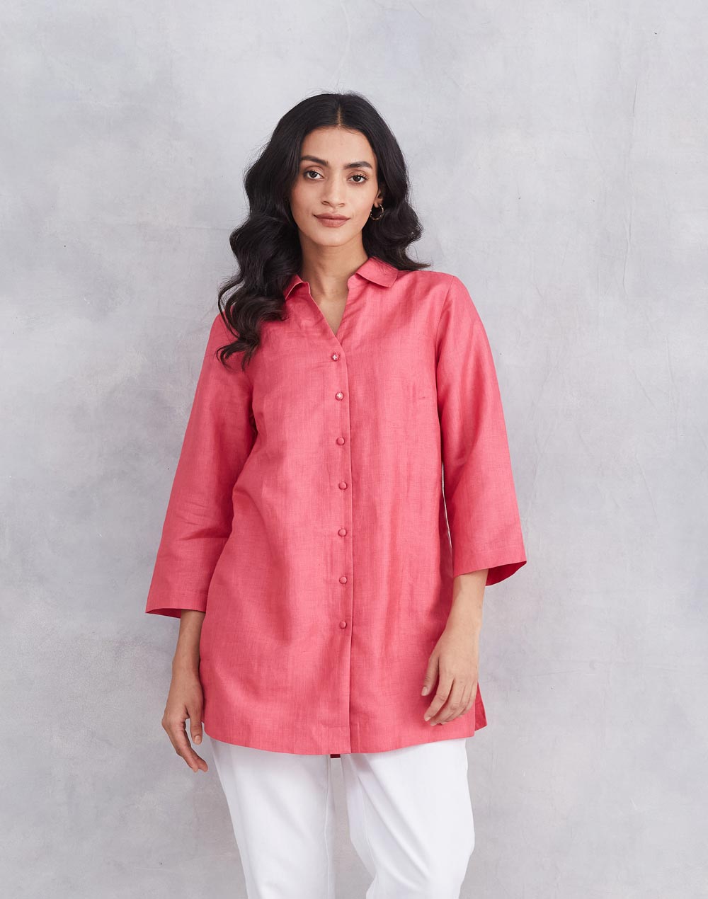 Pink Linen Silk Tunic