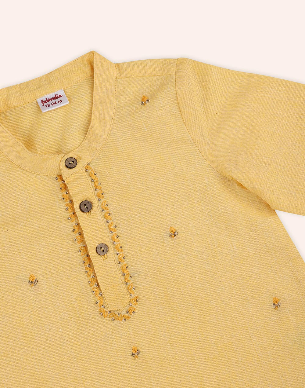 Yellow Cotton 2pc Dhoti Set