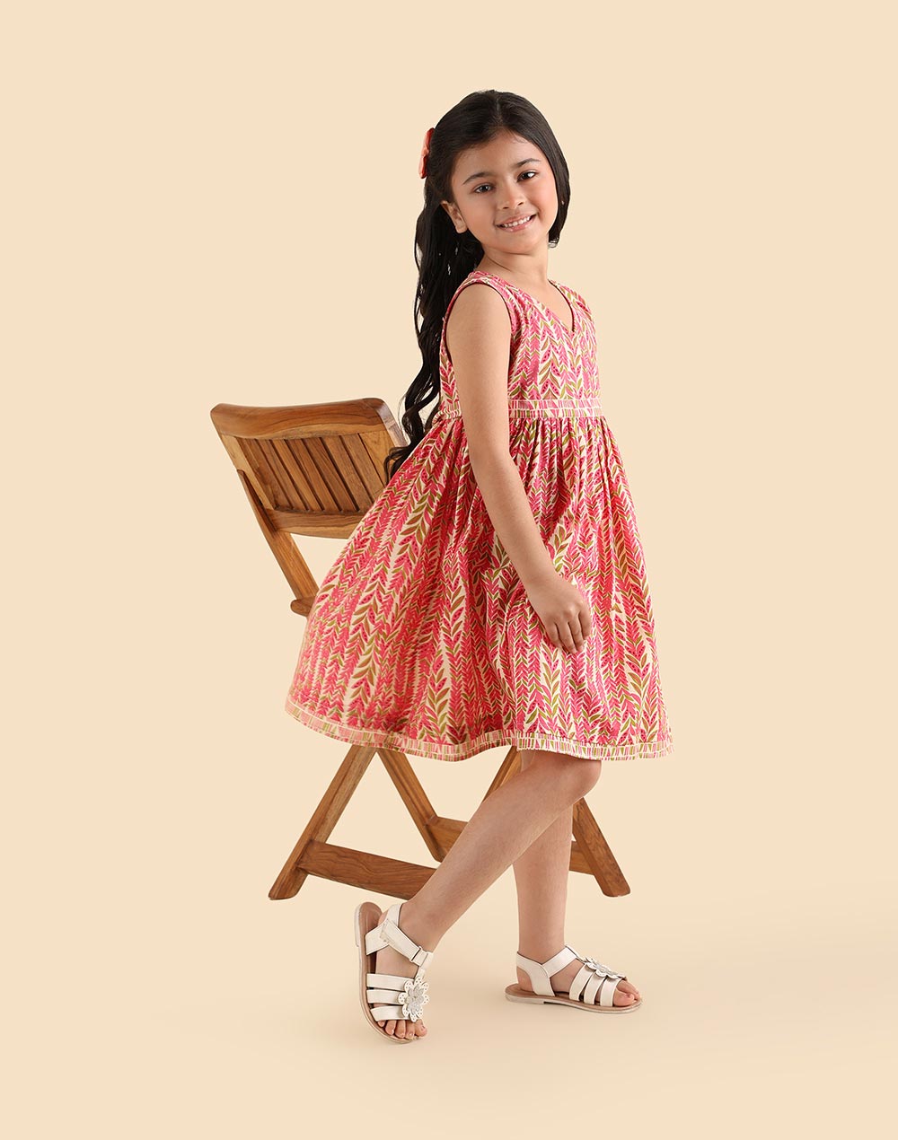 Pink Cotton Printed Bloom Dress