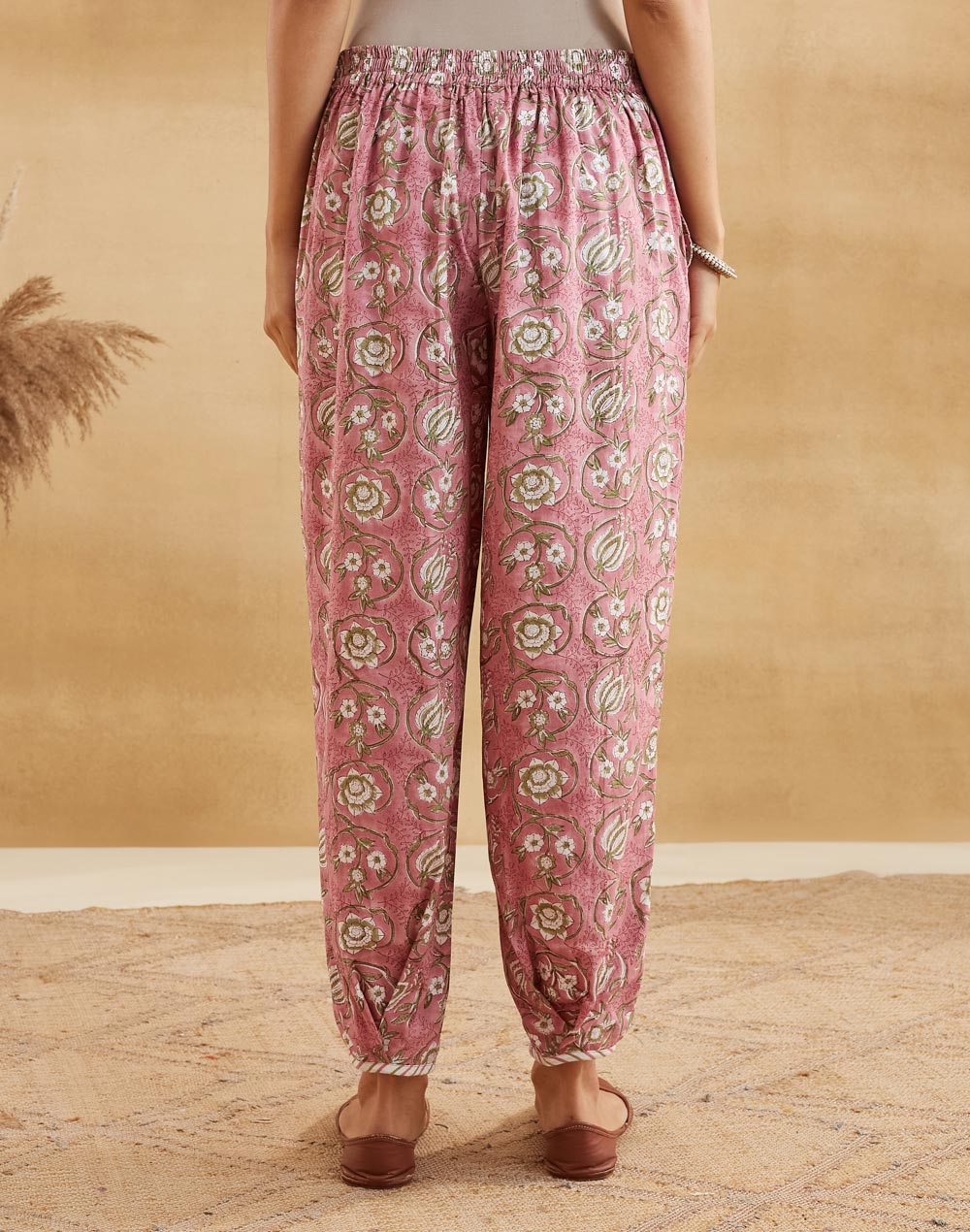 Pink Cotton Hand Block Printed Salwar