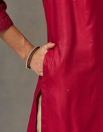 Maroon Viscose Silk Embroidered Long Kurta