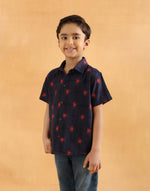 Navy Cotton Ikat Shirt