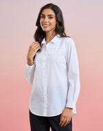 White Applique Shirt with shirt collar and full sleeves
