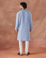 Blue Cotton Stripe Long Kurta