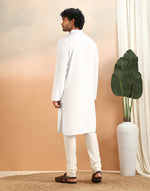White Cotton Slim Fit Long Kurta