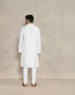 White Viscose Silk Dobby Long Kurta