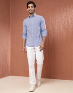 Blue Cotton Striped Shirt