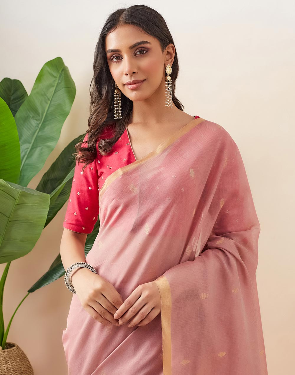 Purple Cotton Silk Blend Chanderi Woven Wonders Sari